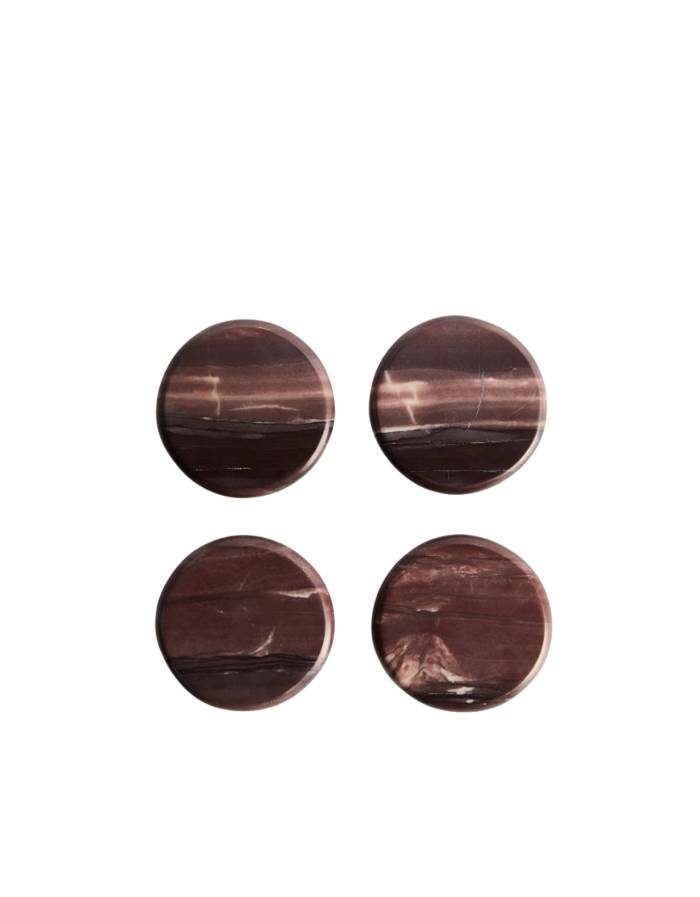 ENSEMBLE MERAN DE 4 SOUS-VERRES EN MARBRE BORDEAUX