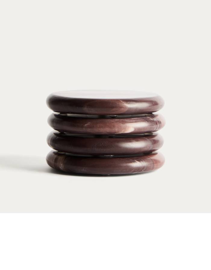 ENSEMBLE MERAN DE 4 SOUS-VERRES EN MARBRE BORDEAUX
