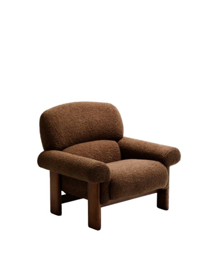 CABANA Fauteuil  en tissu bouclette taupe