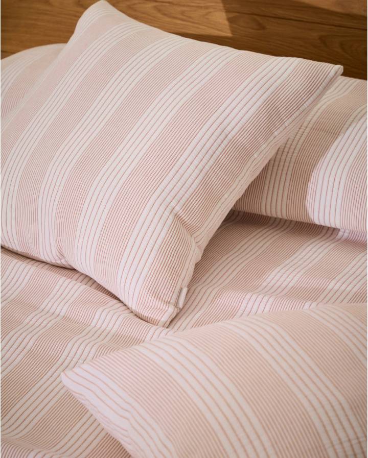 ENSEMBLE MACIE DE 2 HOUSSES DE COUSSINS 100% COTON A RAYURE 50X50