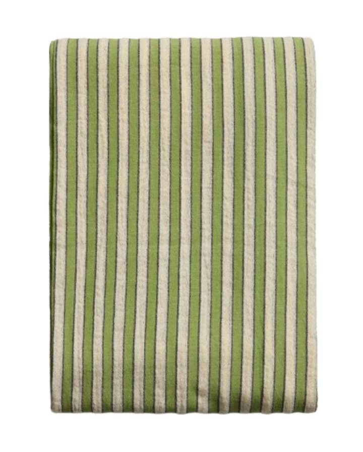 NAPPE ULENA 100% COTON A RAYURES VERTES 170 X 250 CM