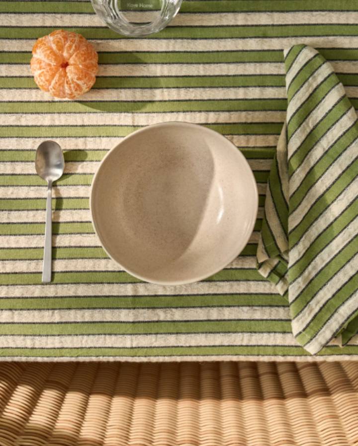 NAPPE ULENA 100% COTON A RAYURES VERTES 170 X 250 CM