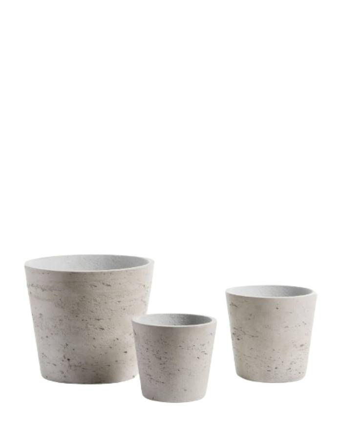 SET LOW DE 3 CACHES POTS GRIS Ø 23.5 CM/16.5 CM/14 CM