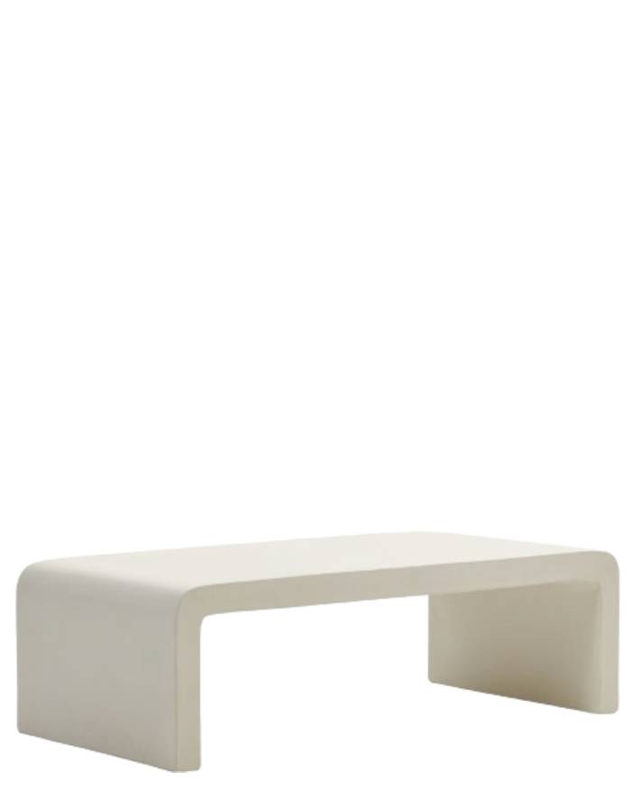 TABLE BASSE AIGUABLAVA EN CIMENT BLANC 135 X 65 CM