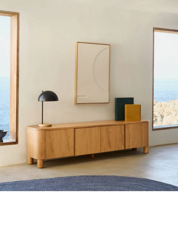 MEUBLE TV SALAYA EN CONTREPLAQUE DE FRENE 200 CM