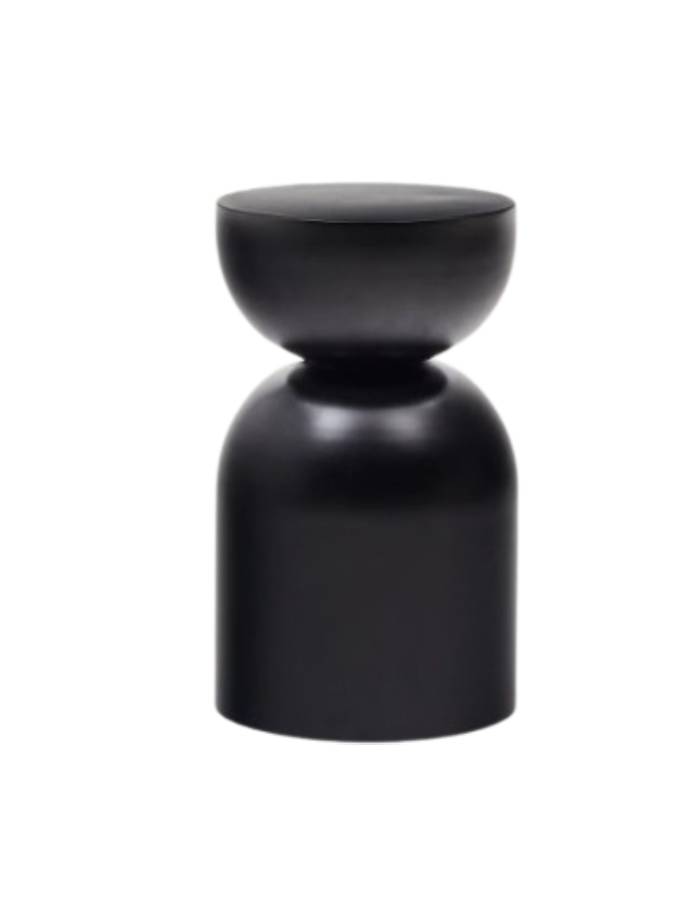 Table d'appoint Rachell  en métal avec finition noire brillante